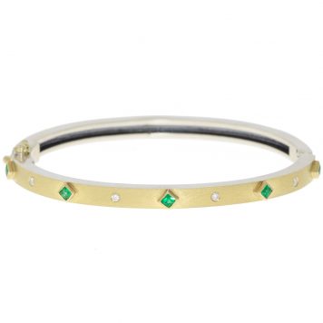 Rene Escobar:JUNIA bangle 4MM ,5 yg Square bezels,0.40CT Emeralds