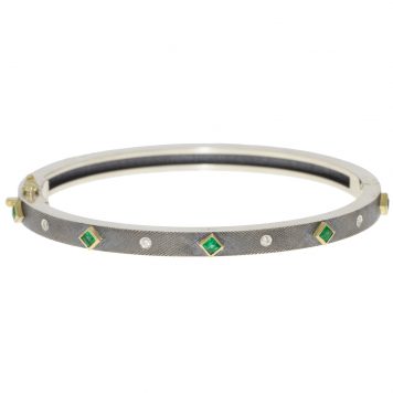 Rene Escobar:JUNIA bangle,4mm 5 yg Square bezels,0.40CT Diamonds
