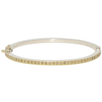 Rene Escobar:Bangle,ADAM,2.5 MM,Yellow Gold,SS BACK 0.35CT CHAMPAGNE diamonds
