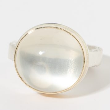 Jamie Joseph:Sterling & 14K Gold Ring w/ Roval Smooth CAT'S EYE STAR QUARTZ on Middle Bark Band