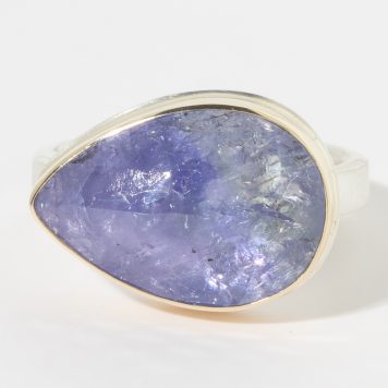 Jamie Joseph:Sterling & 14K Gold Ring w/Asymmetrical Rose Cut TANZANITE on X Band