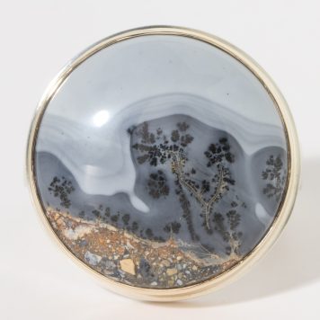 Jamie Joseph:Sterling & 14K Gold Ring w/ Round Smooth MALIGANO JASPER on Comfort Y Band