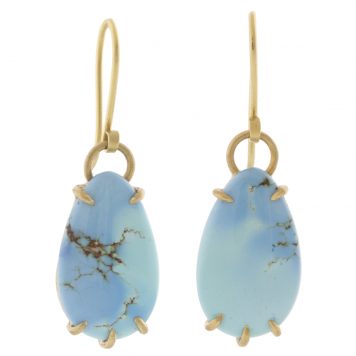 Hannah Blount: Skylark Kazakhstan Turquoise Vanity Earrings, SS & 14k YG