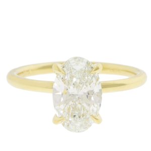 ILA UNBRIDALED: Solitaire Engagement Ring, Lab Grown 2.05ct, Oval, 18k Yellow Gold, Size 6.5