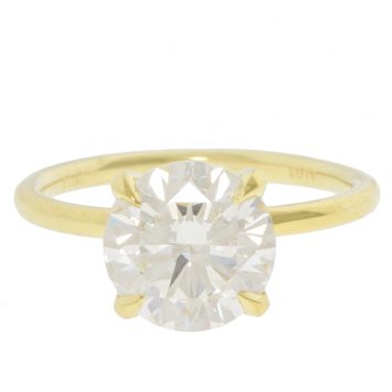ILA UNBRIDALED: Solitaire Engagement Ring, Lab Grown 3.00ct F/VS1 Round, 18k Yellow Gold, Size 6.5