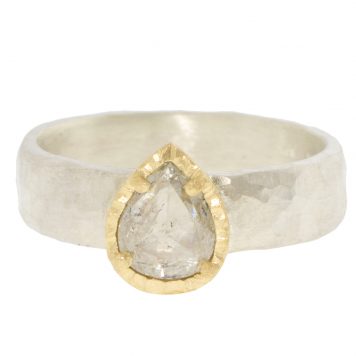 Yasuko Azuma: Ring, 056ct Icy Diamond, 18k YG mount, SS, size 6.5