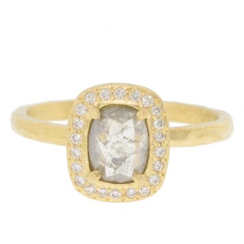 Yasuko Azuma: Ring, 0.68t Grey Diamond, .13ct halo, 18k YG