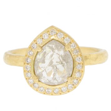 Yasuko Azuma: Ring, 1.38ct Icy Diamond, .17ct halo, 18k YG
