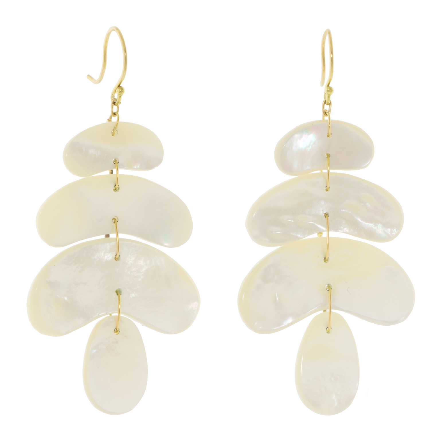 Ten Thousand Things: Small Totem Mother of Pearl Earrings, 18K YG