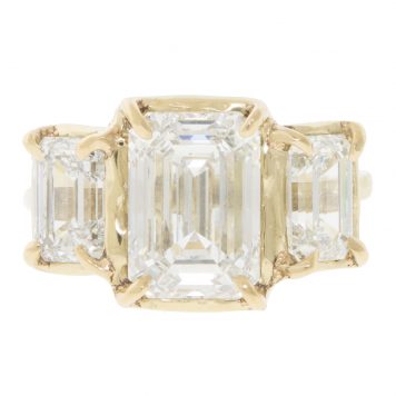 Robin Haley: Ring, 14K Gold Custom designed triple Lab Grown TCW 5.62  size 5