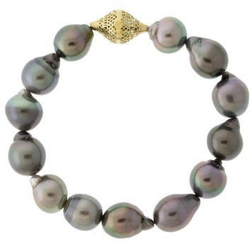 Ray Griffiths: Tahitian Pearl stretch Bracelet w/ 18K YG Bead