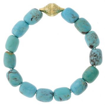 Ray Griffiths: Sonoran Turquoise stretch bracelet w/ 18k YG Crownwork Final Bead