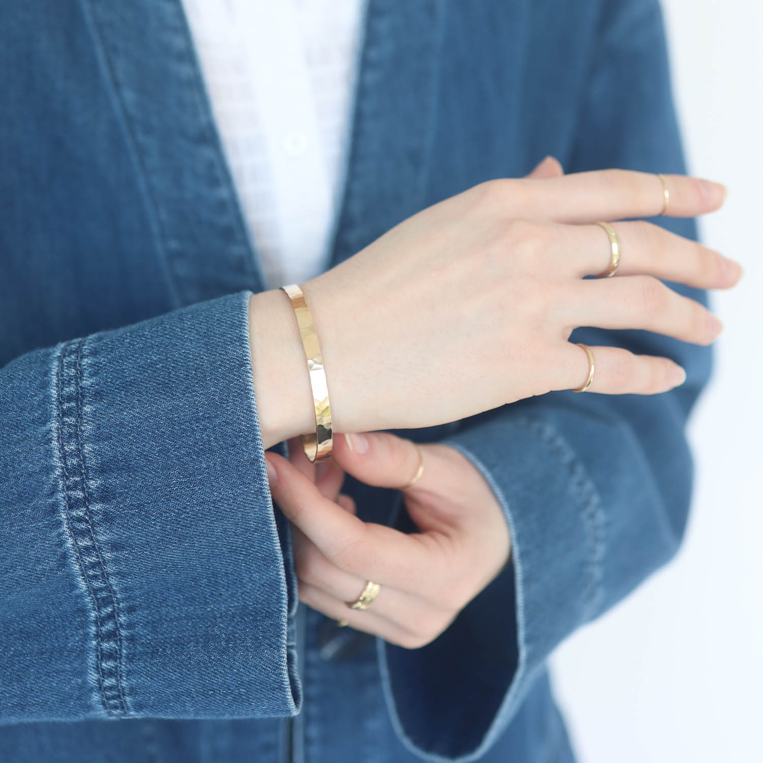 Carolyn Keys: Medium Hammered Cuff - 14k Gold Fill