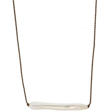 Margaret Solow: Necklace, Freshwater Pearl - Brown Nylon Cord, SS clasp