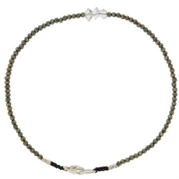 Margaret Solow:PYRITE + HERKIMER QUARTZ BEADED BRACELET
