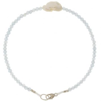 Margaret Solow:BLUE TOPAZ + PEARL BEADED BRACELET
