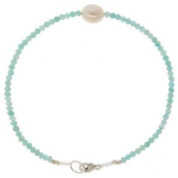 Margaret Solow:AMAZONITE + PEARL BEADED BRACELET