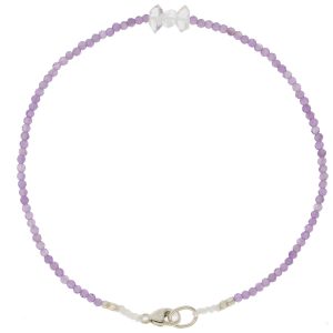 Margaret Solow:AMETHYST + HERKIMER QUARTZ BEADED BRACELET