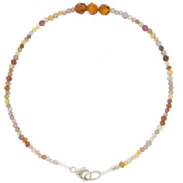 Margaret Solow:MULTI STONE + HESSONITE GARNET BEADED BRACELET