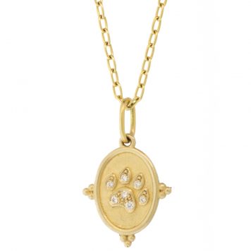 Erica Molinari TRUNK SHOW : Charm, 14k small oval diamond Paw, "love", .071cts