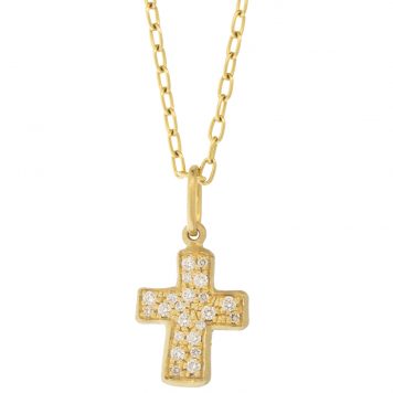 Erica Molinari Trunk Show: 14k shimmer pave rustic diamond cross - .30cts