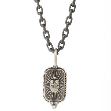 Erica Molinari Trunk Show:ss/ DIAsmall rectangle owl charm -"live the life" - .03cts (3) granules