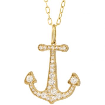 Erica Molinari Trunk show:14k Large Anchor white diamond - Live Love Life - .69cts