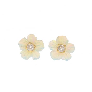 Erica Molinari Trunk Show:18K / DIAfloral OPAL earrings with ctr. diamonds .14cts