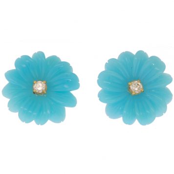 Erica Molinari Trunk Show:18K / DIAfloral AGATE earrings with ctr. diamonds .14cts