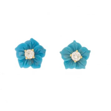 Erica Molinari Trunk Show: 18K / DIAsmall floral turquoise earrings - .14cts (ctr.)