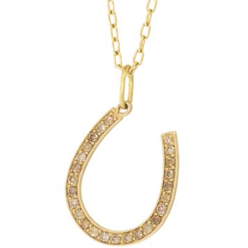 Erica Molinari Trunk show:14k Large Champagne diamond Horseshoe - "I love my life" - .56cts