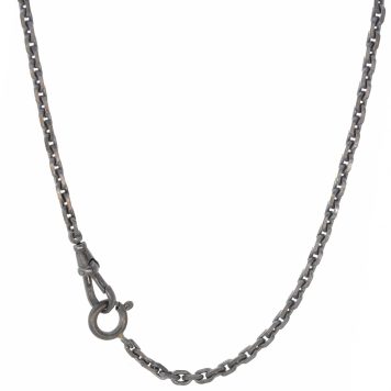 Erica Molinari:ss oxidized 4mm Rectangle link chain + medium ss/SWIVEL HOOK 20"