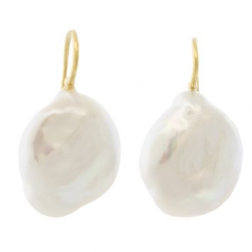 Erica Molinari: Large FWP Baroque Pearl Earrings, 18k YG