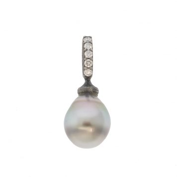 Erica Molinari: Tahitian Pearl w/ Diamond Bale - Small, 18k & Oxidized Silver, .14cts