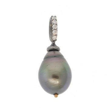 Erica Molinari: Tahitian Pearl w/ Diamond Bale - Large, 18k & Oxidized Silver, .14cts