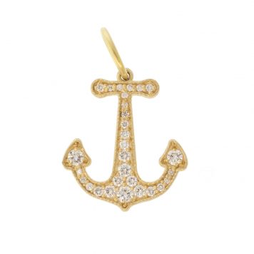 Erica Molinari: Charm, 14k YG Baby Anchor, .37ct Diamonds