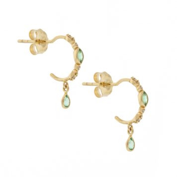 Celine Daoust: Earrings, Emerald Hoop w/ Emerald Drop, 14K YG w/ diamonds,PAIR
