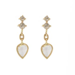 Celine Daoust: Earrings, Diamond Post w/ Champagne Diam Drop, 14K YG, PAIR