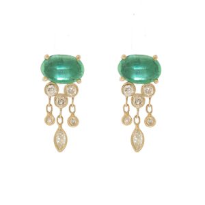 Celine Daoust: Earrings, Jelly Fish, Emerald & Diamond, 14k, PAIR