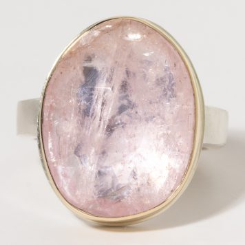 Jamie Joseph:Sterling & 14K Gold Ring w/Vertical Faceted Asymmetrical MORGANITE on Comfort Y Band