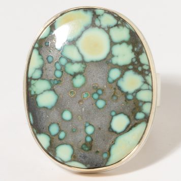 Jamie Joseph:Sterling & 14K Gold Ring w/ Vertical Oval VARISITE on Z Band