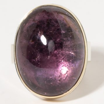 Jamie Joseph:Sterling & 14K Gold Ring w/ Smooth Vertical Oval PURPLE TOURMALINE on Z Band