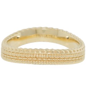 Twyla Dill: Kakra Double Stitch Curved Band, 10k YG, Size 7