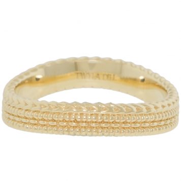 Twyla Dill: Kakra Double Stitch Curved Band, 10k YG, Size 7