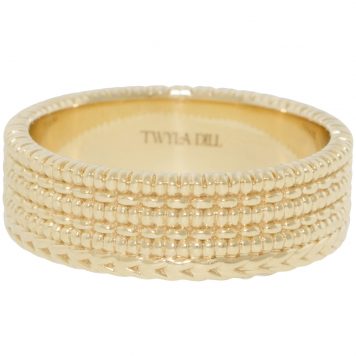 Twyla Dill: Kakra Triple Stitch Band, 10k YG, Size 7